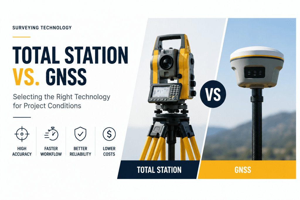 Total Station vs GNSS surveying technology comparison for construction and infrastructure projects in Puerto Rico and the Caribbean